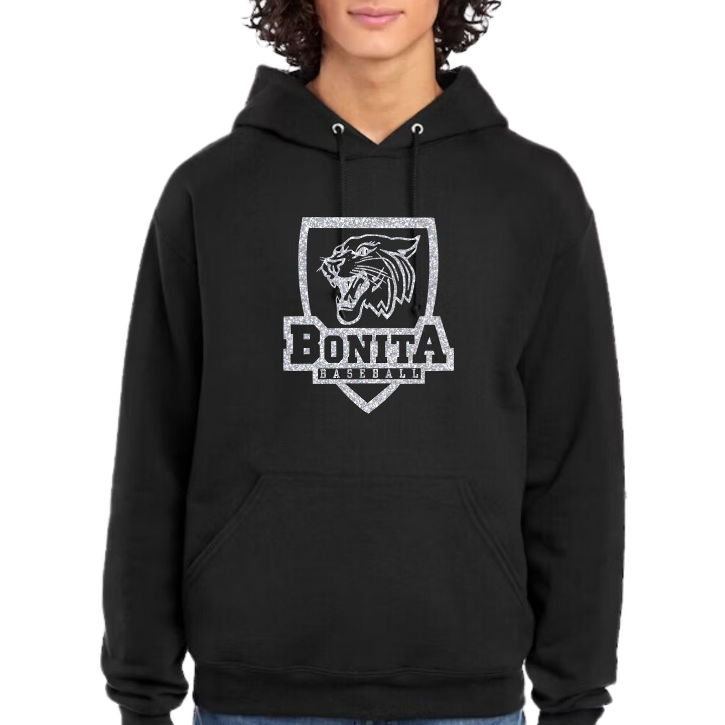 Bearcat Shield Sparkle Hoodie (Customization available.)