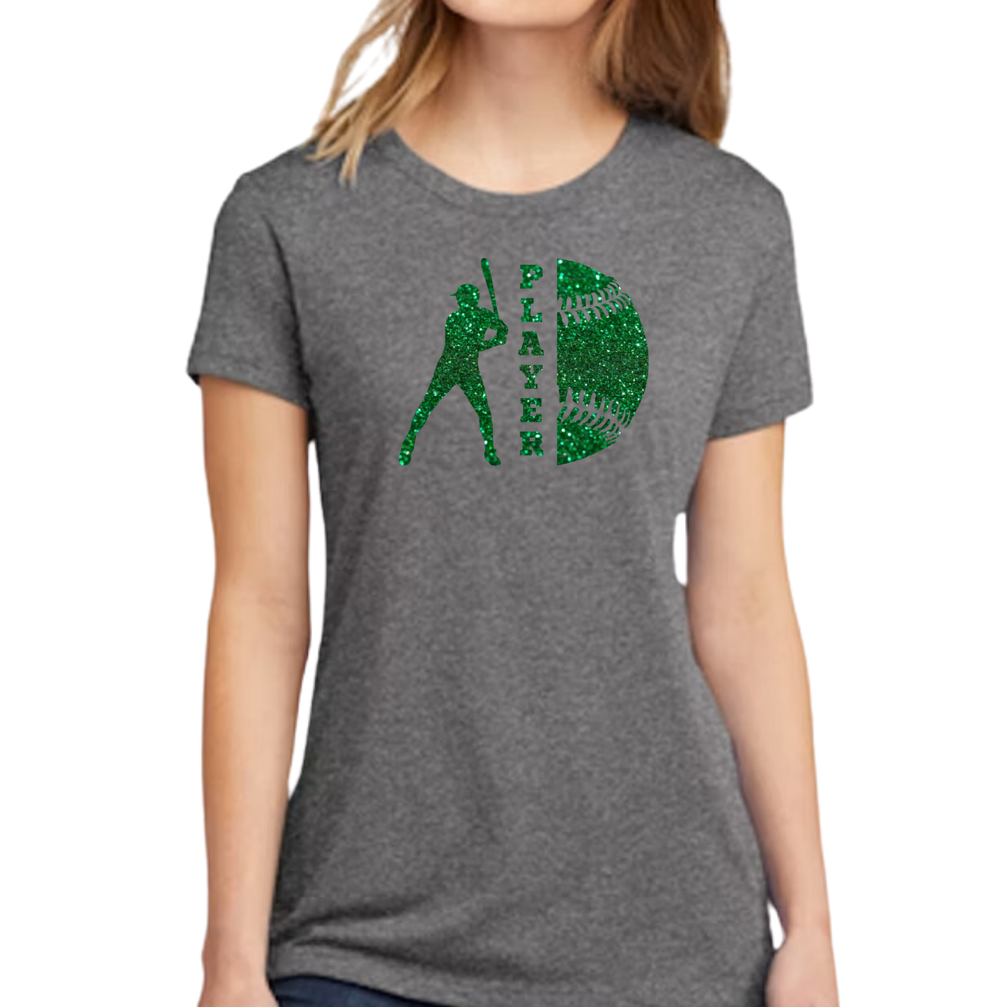 Green Glitter Custom Player Name T